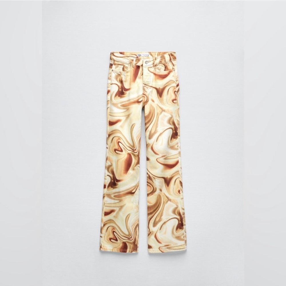 Zara marble swirl multi color printed jeans